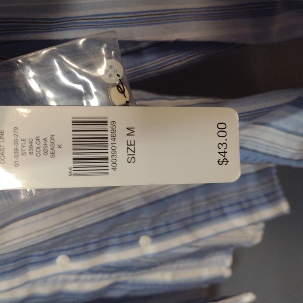 Blue striped button down blouse - Picture 5 of 8